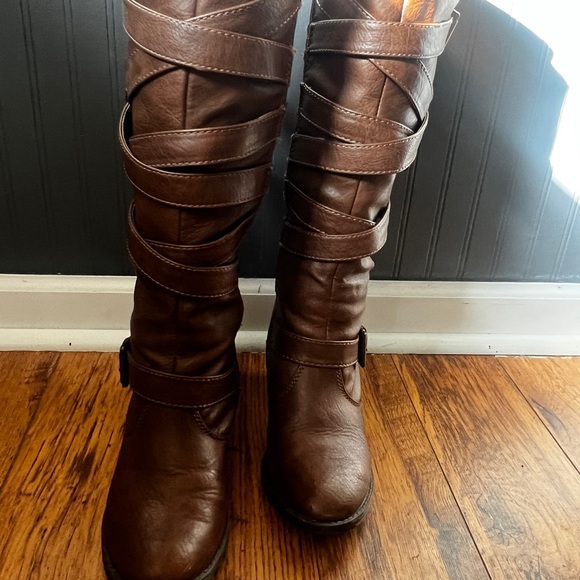 Women’s Fall Boots Buckle Strap Polyurethane size 9 brown heel - Picture 7 of 12